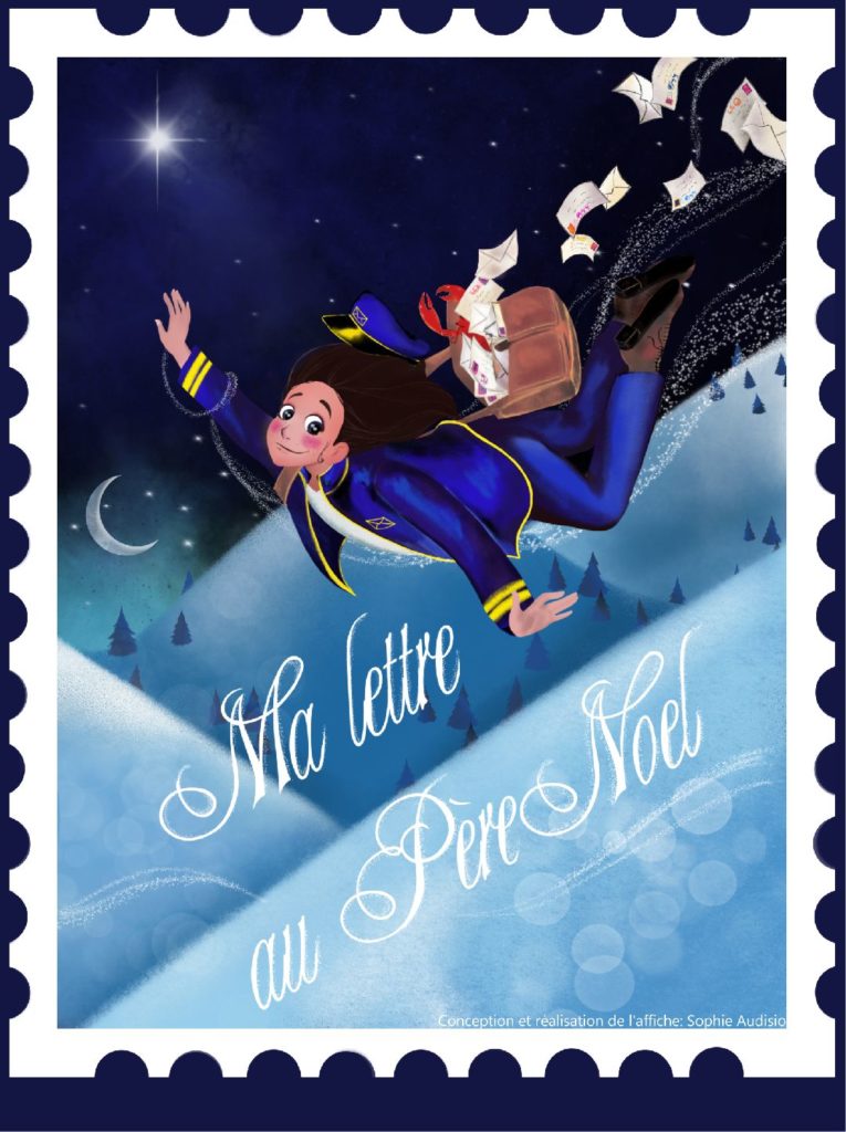 Affiche spectacle de Noël jeune public pour écoles et médiathèques