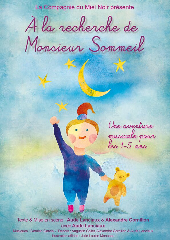 Affiche spectacle très jeune public A la recherche de Monsieur Sommeil